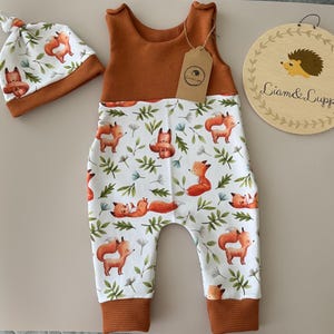 Romper baby boy girl FRANCUSKI Romper Terry Ogrodniczki Zestaw dla niemowląt Noworodek koszulka waflowa Red Foxs terakota pomysł na prezent