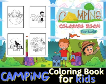Camping Coloring Book Pages for Kids - 30 Drawings - Printable Digital Download PDF
