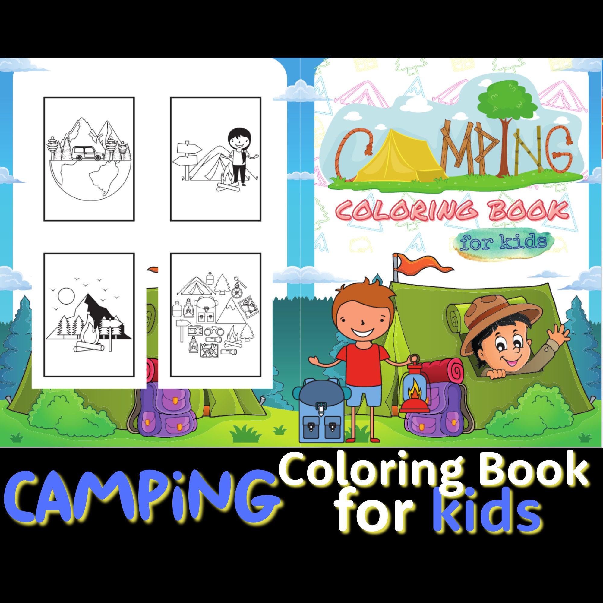 Camping Coloring Book Pages for Kids 30 Drawings Printable | Etsy