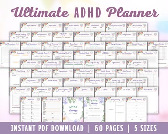 Ultimate ADHD Therapy Planner ADD Printable School Project Digital Download Anxiety Life Organizer Classic Happy PDF Inserts A4 A5 Letter