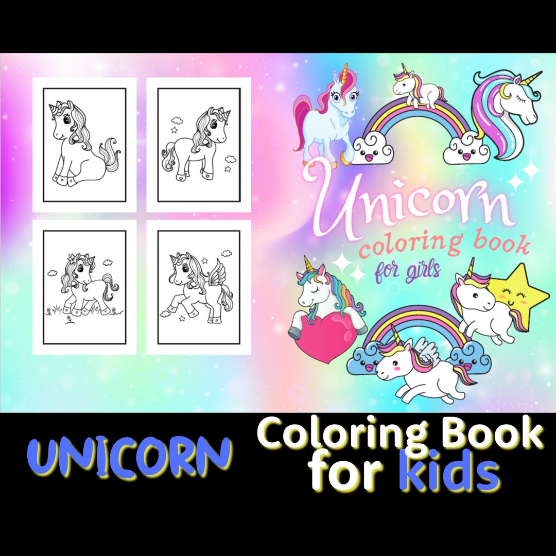 Unicorn Coloring Book Pages for Kids - 30 Drawings - Printable Digital ...