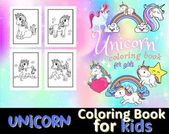 Unicorn Coloring Book Pages for Kids - 30 Drawings - Printable Digital Download PDF