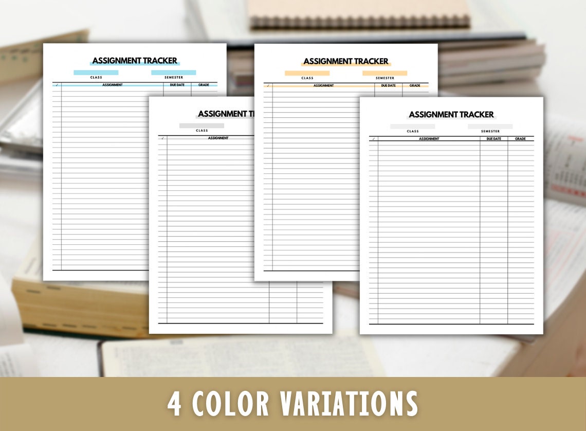 Assignment Tracker - Assignment Printable List - Homework Tracker - PDF ...