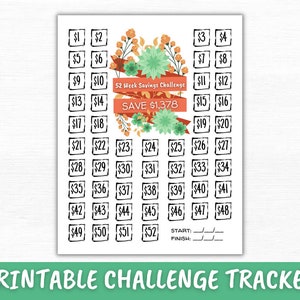 52 Week Challenge Printable - 52 Week Savings Challenge Tracker, Money Challenge, Budget Mom, Save Money Handout