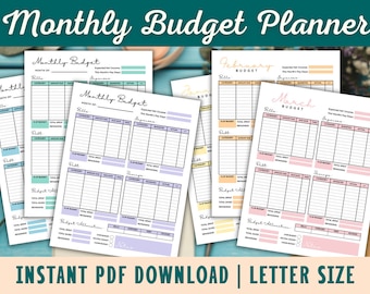 Budget Planner Printable, Printable Budget Kit, Monthly Budget Planner, Finance Tracker, Budget Template, Paycheck Planner