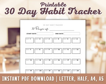 30 Day Habit Tracker Printable Habit Forming Printable Challenge ...