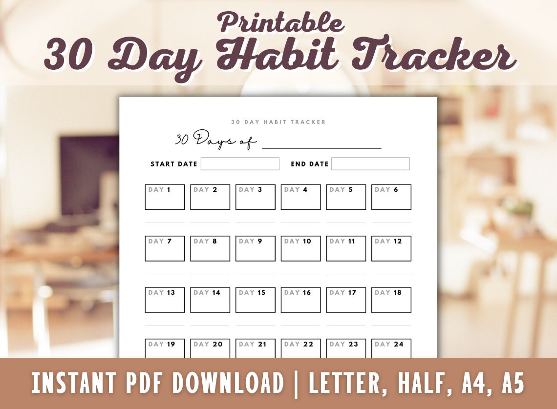 30 Day Habit Tracker Printable - Habit Forming Printable - Challenge ...