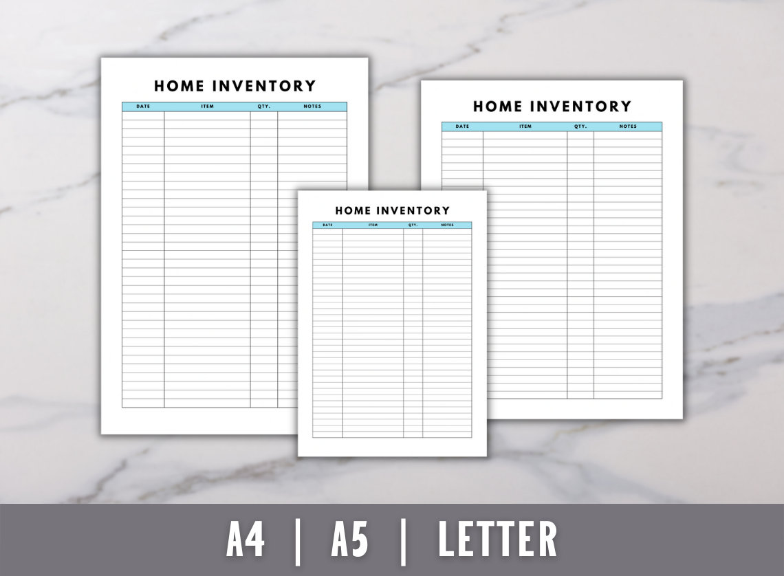 Home Inventory Printable - Home Organisation Printable - Home Storage ...