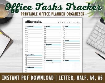 Office Task Tracker afdrukbaar - Office Organizer - Werkplanner - Werktakenlijst - Werkchecklist - PDF - A4 - A5 - Letter - Half Letter