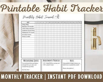 Habit Tracker Journal, Habit Tracker Printable, Daily Habit Tracker, Monthly Habit Tracker, Habit Tracker Template, PDF Download