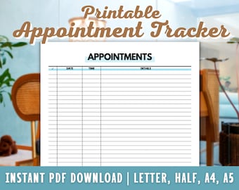 Appointment Schedule Log -Appointment Tracker Printable - Meeting Tracker - Appointment Reminder - Doctor - Lunch Date Schedule