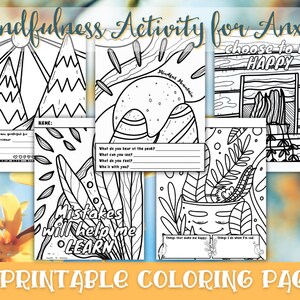 Mindfulness Activities for Anxiety, Mindful Coloring Pages for Stress Relief, Printable