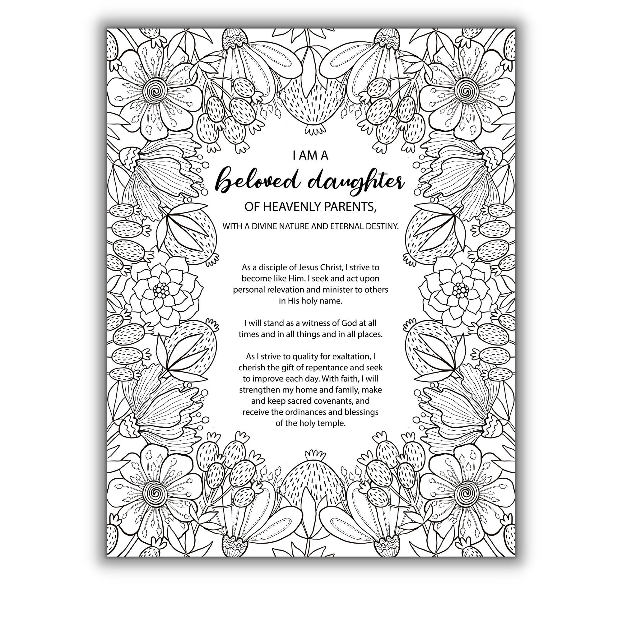 YW Theme Coloring Page LDS New Young Women Printable - Etsy UK