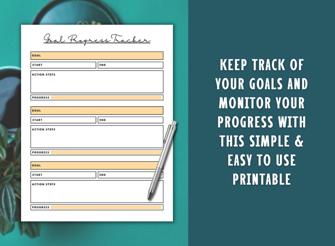 Personal Development Goal Tracker - Goal Progress Tracker Printable ...