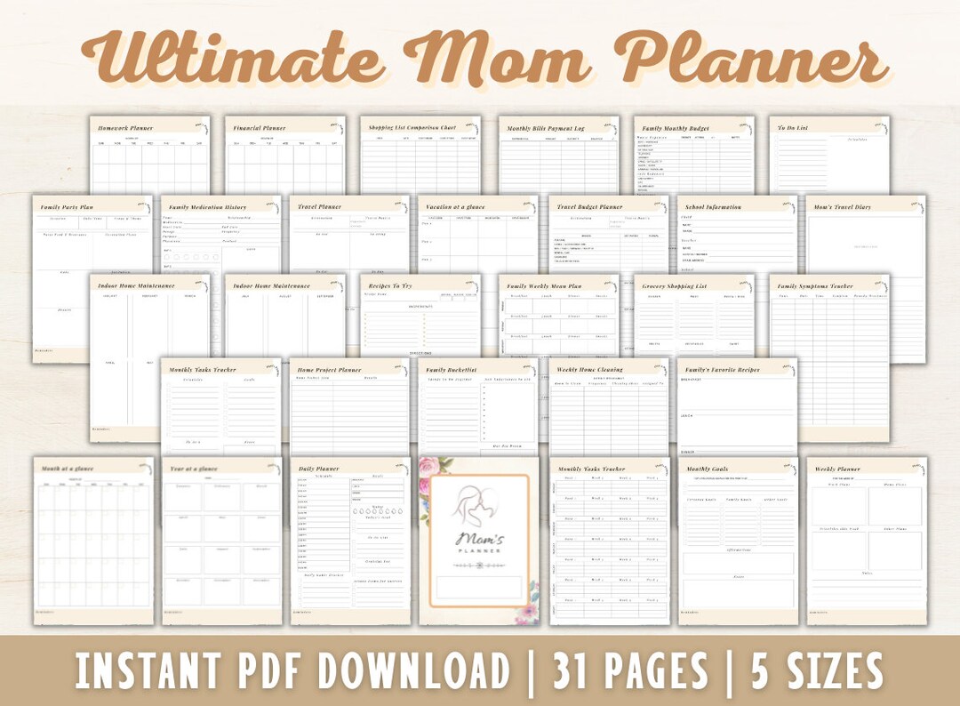 Ultimate Mom Planner Printable Home Digital Download Baby Planner ...