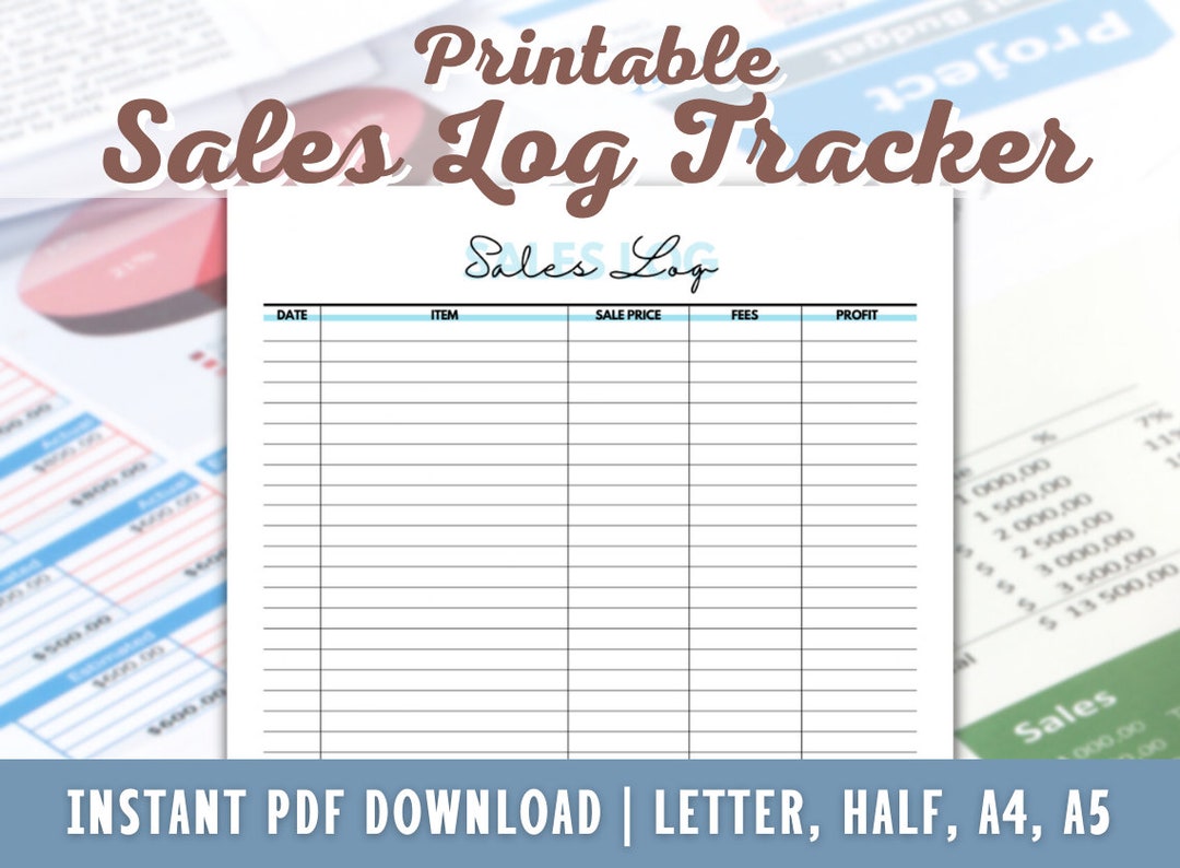 Sales Log Printable - Sale Recorder - Sale Profits Tracker - Orders Log ...