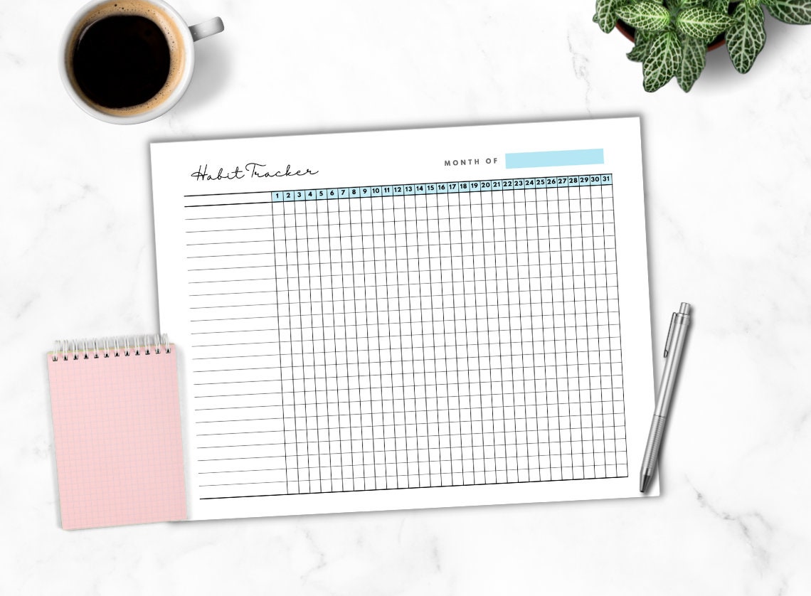 Habit Tracker Printable - Self Care Checklist - Regimen Checklist - A3 ...