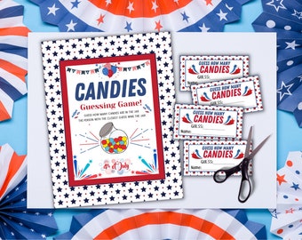 4th of July Candy Guessing Game, Activity For 4th of July, 4th of July Parties, 4th of July Guessing Jar, Baby Shower, Classroom Game