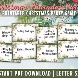 Christmas Charades Cards, Party Game, Stocking Stuffer Game, Printable 80 pack