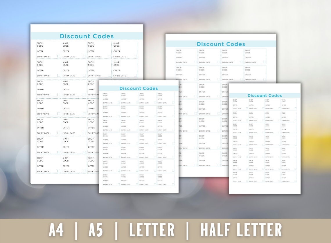Discount Codes Tracker Printable - Coupon Code Tracker - Shop Discount ...