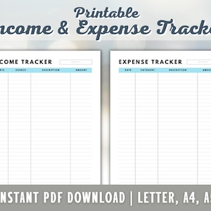 Income Tracker - Expense Tracker - Finance Tracker Set - Income Printable - Outcome Printable - PDF- Spending Log- A4 - A5 - LETTER