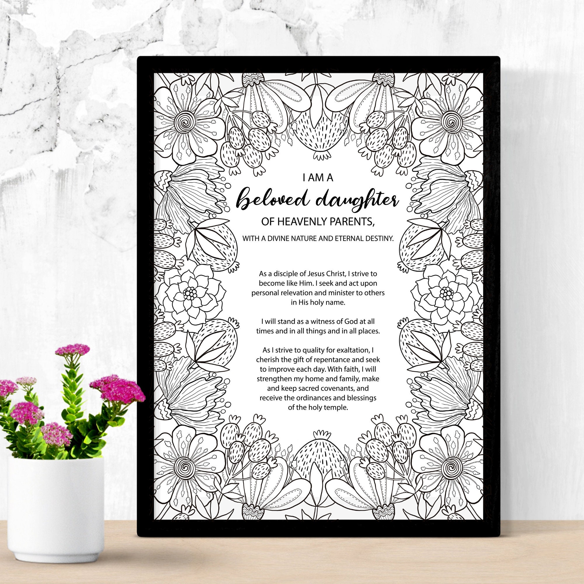YW Theme Coloring Page | LDS New Young Women Printable | Christ of Latter Day | Church of Christ | Teen