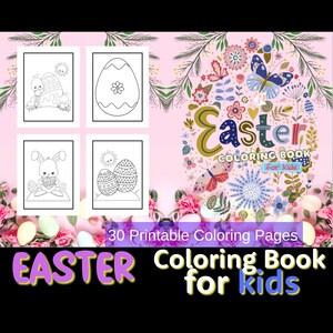 Easter Coloring Book Pages for Kids - 30 Drawings - Printable Digital Download PDF