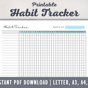 Habit Tracker Printable - Self Care Checklist - Regimen Checklist - A3 ...
