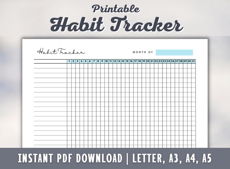 Habit Tracker Printable - Self Care Checklist - Regimen Checklist - A3 ...