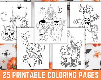 Cute Halloween Coloring Pages, 25 Non Scary Halloween Activity Sheets, Fun Printable Halloween Activity Handout