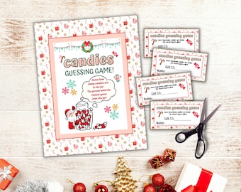 Christmas Candy Guessing Game, Christmas Guess How Many Candies, Guess How Many Candies in the Jar Game, Christmas Decorations