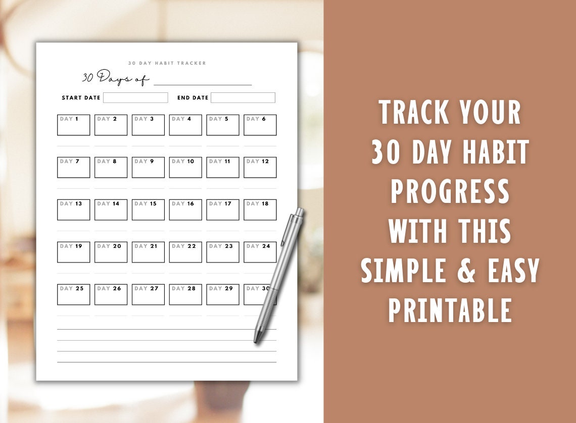 30 Day Habit Tracker Printable Habit Forming Printable - Etsy