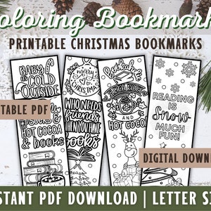 Christmas Coloring Bookmarks, Winter Printable Color Your Own Bookmarks, Winter Fun Book Reader Activity