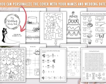 Wedding Activity Pack for Kids, Kids Wedding Activity Book Printable Download, Personalizable Cover, Wedding Favor