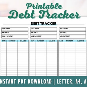 Debt Tracker - Snowball Debt Tracker Printable - Debt Payment Log ...