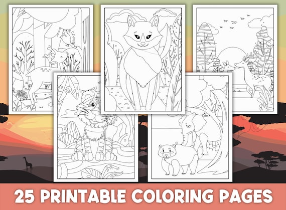 wild animal coloring pages zoo animal coloring for kids etsy