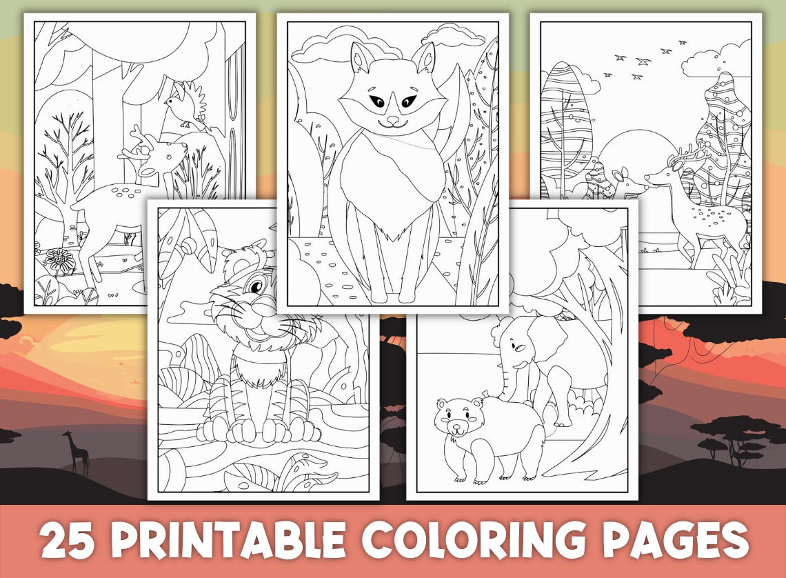 wild animal coloring pages zoo animal coloring for kids etsy ireland