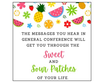General Conference HANDOUT TAGS - Gift Tags - PRINTABLE - Instant Digital Download - Sour Patch Kids