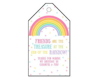 Rainbow Birthday Party Favor Tags - Printable Thank You Tags (Instant Download)