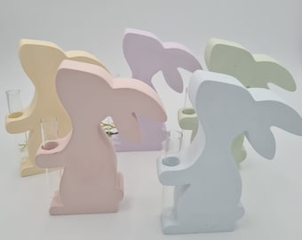 Hase mit Reagenzglas, Hase mit Vase, Osterhase Vase, Osterdeko, Ostern, Geschenk Ostern