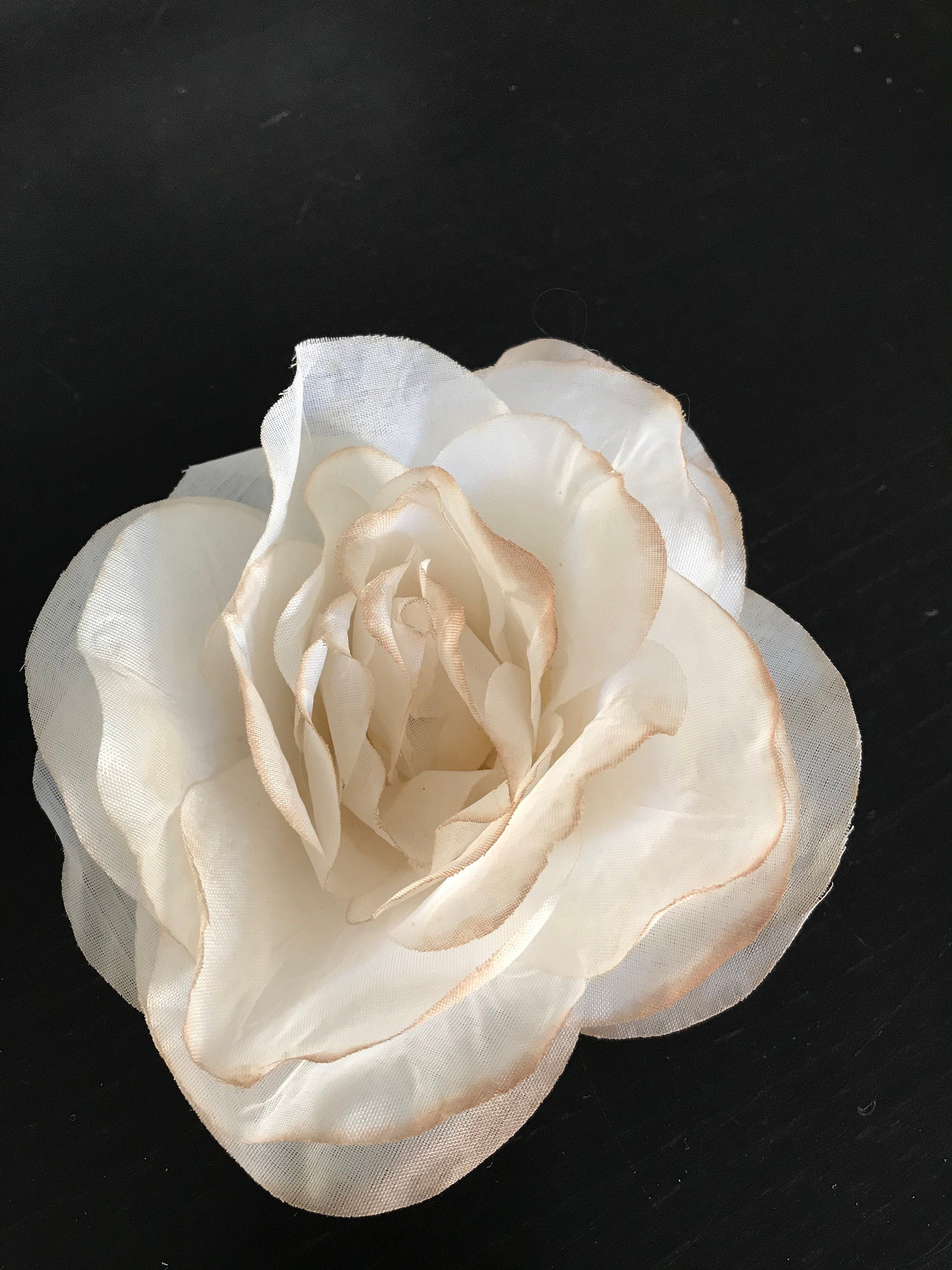 Hand Tea Dyed White Silk Rose With a Fasting Pin Etsy UK