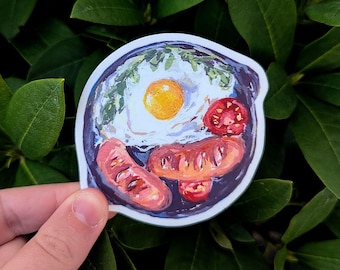 Full English Frühstück Vinyl-Aufkleber, schrulliger hand entworfener lebensmittel aufkleber