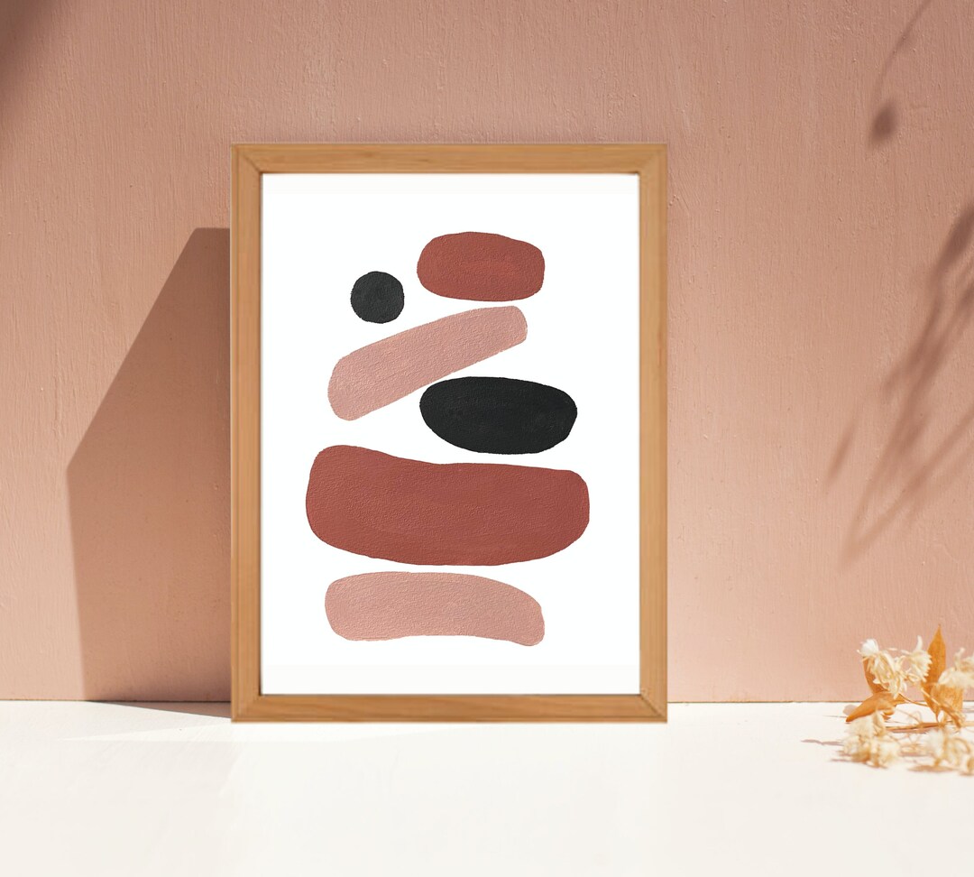 Mauve Midcentury Modern Poster Prints From Acrylic on Canvas Originals