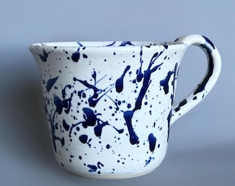 Handmade Pottery Mug: Blue Splash Design, 10 oz
