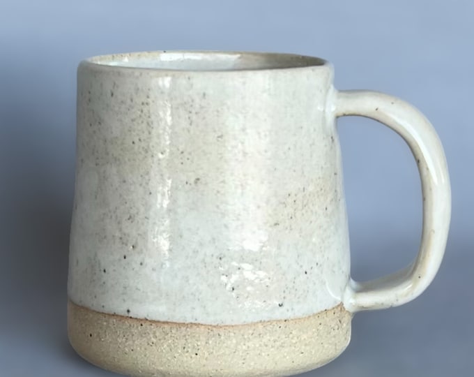 Handmade Stoneware Farmhouse Mug: Rustic Buff Glaze, 12 oz