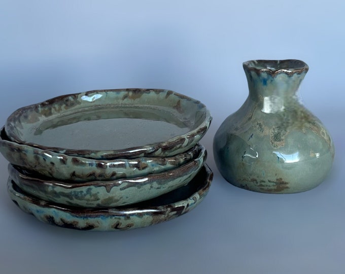 Cortona Oil Decanter and Dipping Plates