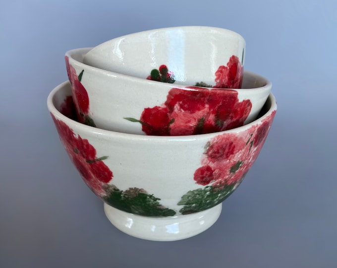 Geranium Nesting Bowls - Set of 3