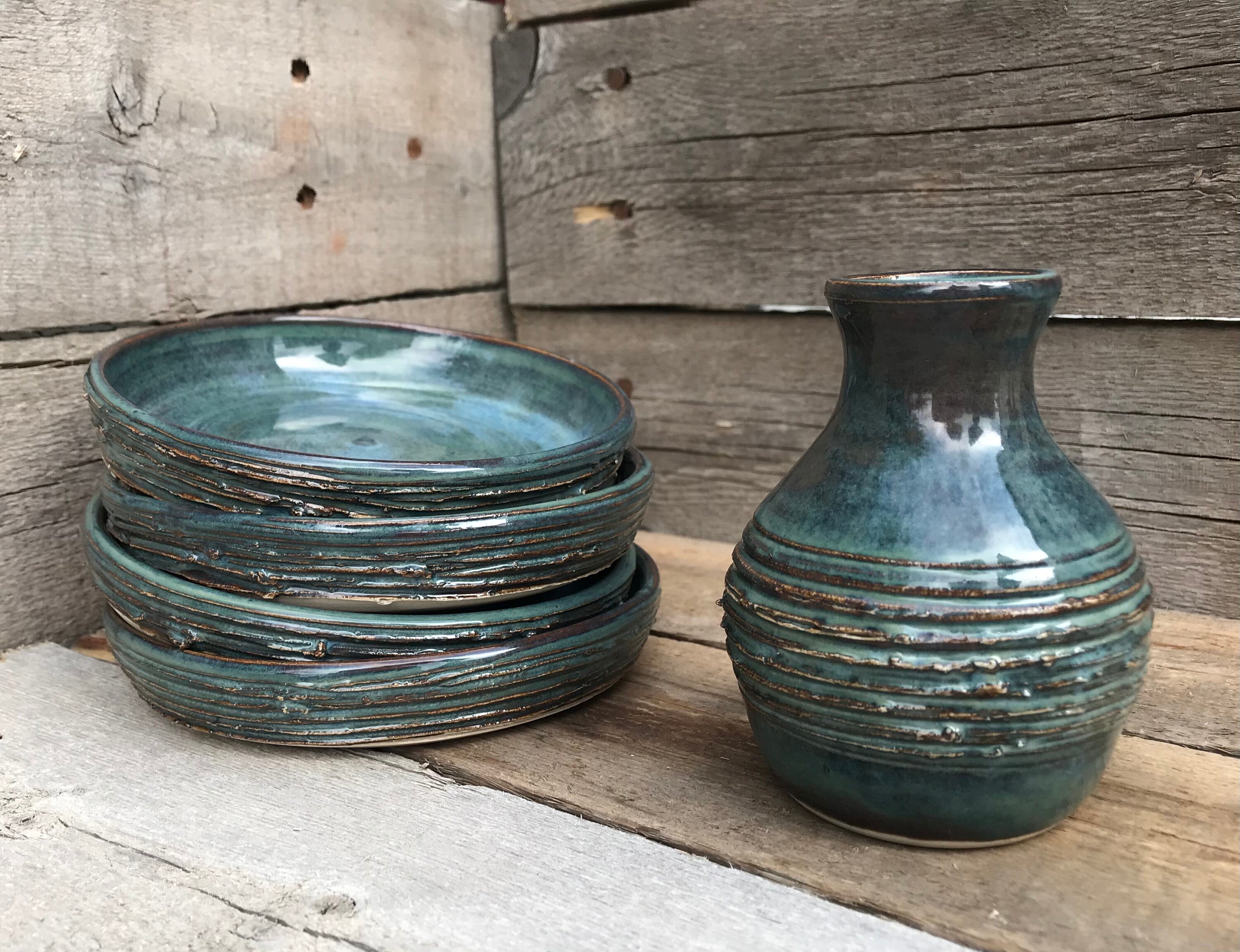 Telluride Oil Decanter and Dipping Plates