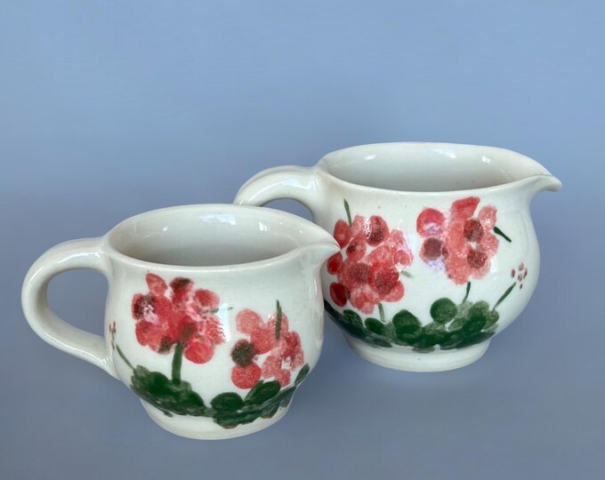 Geranium Cream and Sugar Pitchers