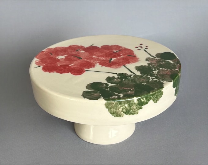 Geranium Pedestal Cake Plate